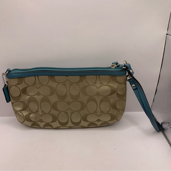 Vintage Coach Signature Leather Wristlet brown blue Y2K 90’s - Picture 5 of 5
